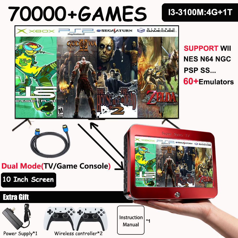 LZAKMR Super Retro TV™  10" Integrated HD Display 130,000+ Games