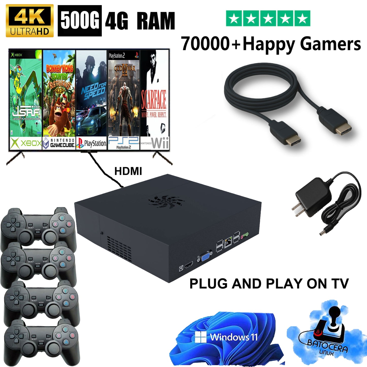 LZAKMR GAME BOX™ -  The Ultimate Retro Game Console