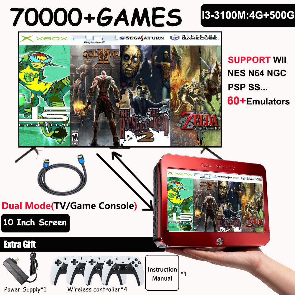 LZAKMR Super Retro TV™  10" Integrated HD Display 130,000+ Games