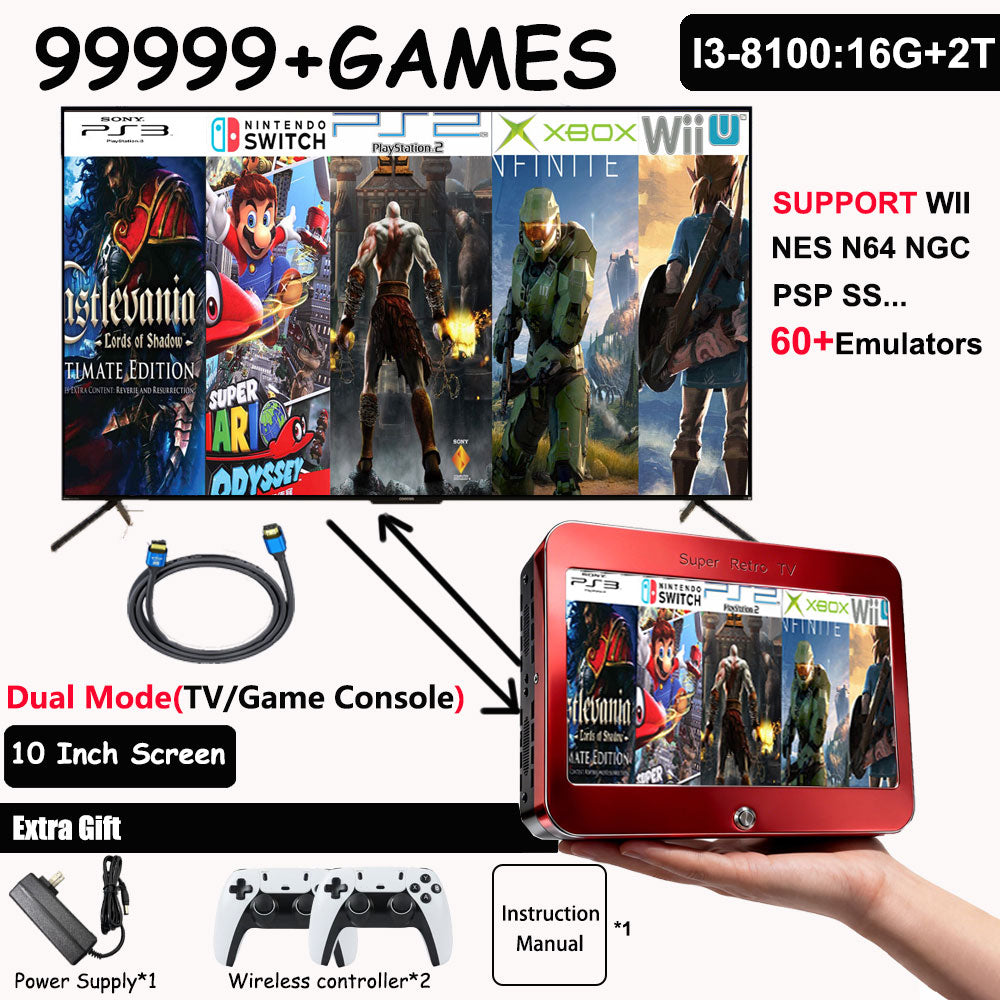 LZAKMR Super Retro TV™  10" Integrated HD Display 130,000+ Games