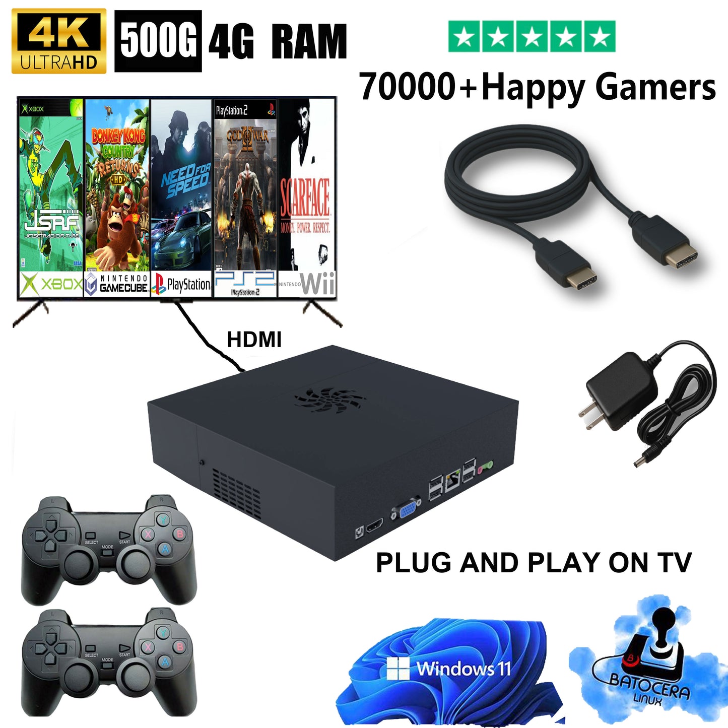 LZAKMR GAME BOX™ -  The Ultimate Retro Game Console