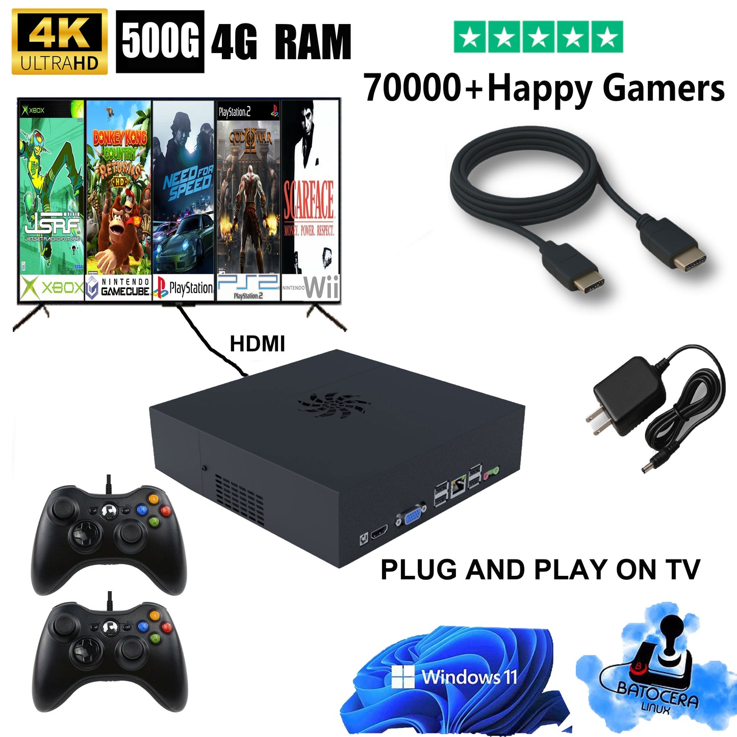 LZAKMR GAME BOX™ -  The Ultimate Retro Game Console