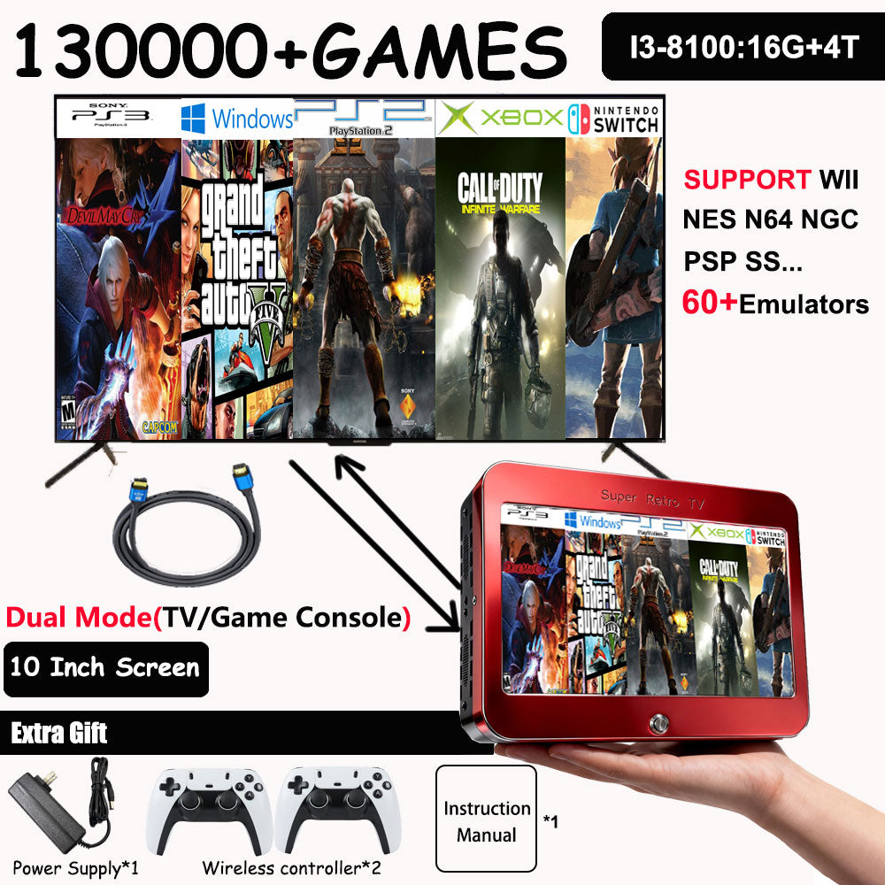 LZAKMR Super Retro TV™  10" Integrated HD Display 130,000+ Games