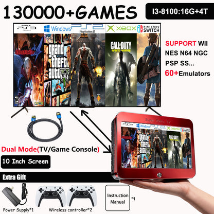 LZAKMR Super Retro TV™  10" Integrated HD Display 130,000+ Games