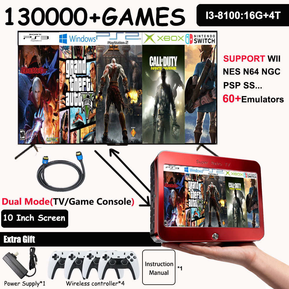 LZAKMR Super Retro TV™  10" Integrated HD Display 130,000+ Games